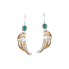Sterling Silver and 22K Vermeil Angel Wing Dangle Earrings