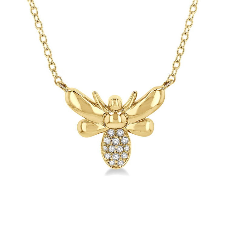 10K Gold Diamond Bumble Bee Necklace