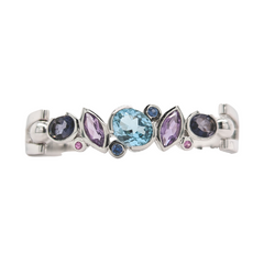 Sterling Silver Bezel Set Multi-Gem Bracelet