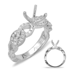 14K Gold Diamond Chain Link Engagement Ring (Semi-Mount)