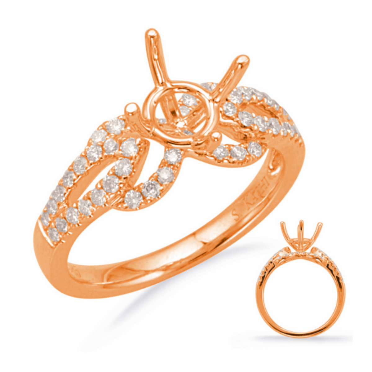 14K Rose Gold Diamond Rose Gold Engagement Ring