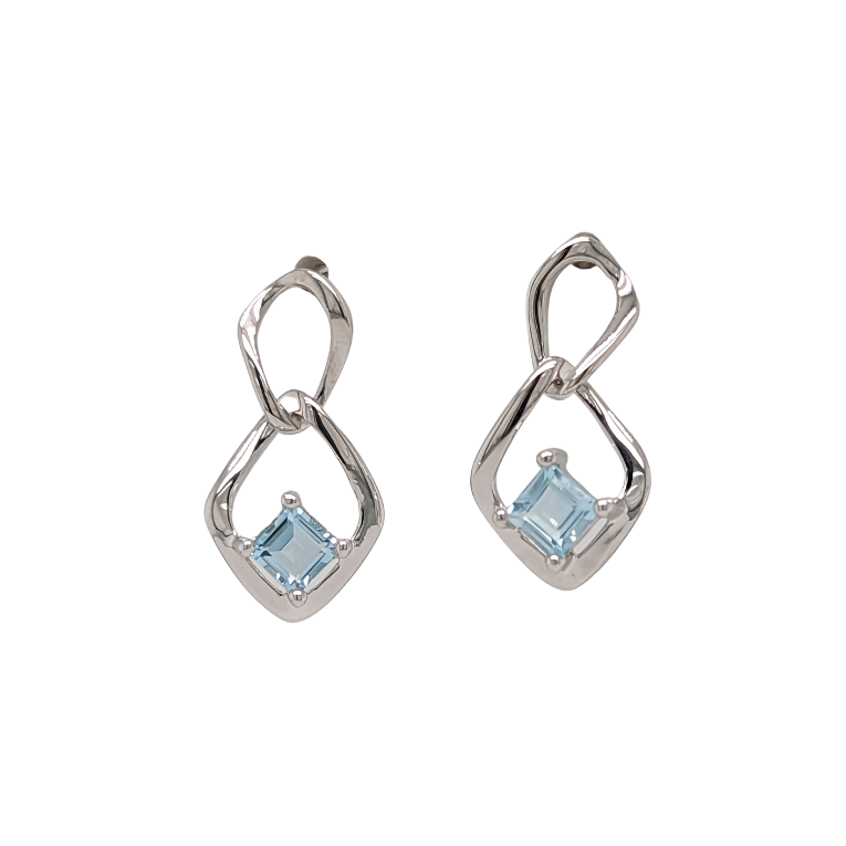 Sterling Silver Blue Topaz Dangle Earrings