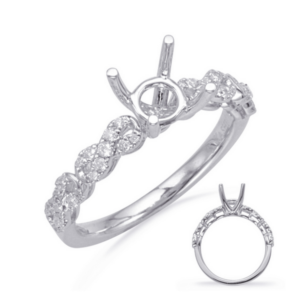 14K Gold Diamond Infinity Band Engagement Ring (Semi-Mount)