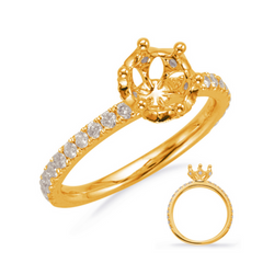 14K Gold Diamond Crown Setting Engagement Ring (Semi-Mount)