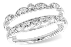 14KT White Scalloped Diamond Milgrain Engagement Ring