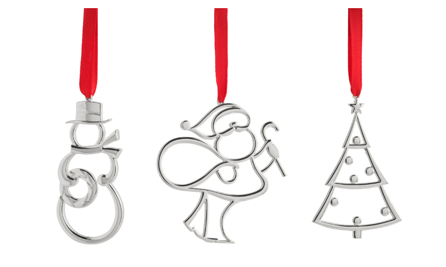 Assorted Mini Ornaments – Santa, Tree, Snowman (Set of 3)